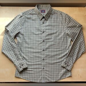 UNTUCKit Men's Checkered Button Down Shirt - Olive Green/White size X-Large